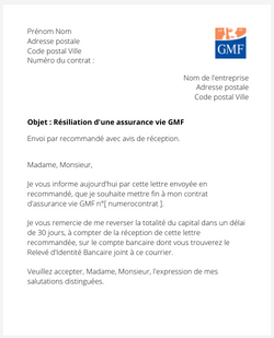 Résiliation d'une assurance vie GMF