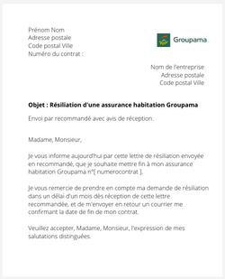 Résiliation d'un contrat habitation Groupama