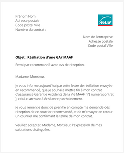 Résiliation d'une GAV MAAF