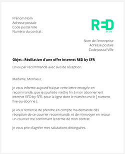 Résiliation d'un abonnement internet RED by SFR