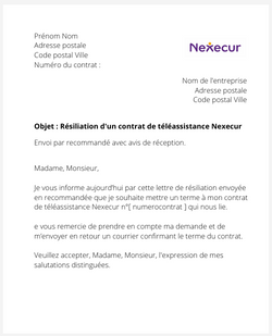 Résiliation d'un contrat de téléassistance Nexecur