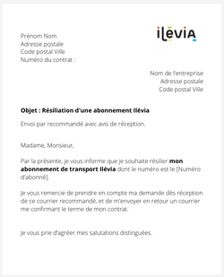 La résiliation d'un titre de transport Ilévia