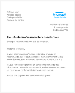 Résiliation d'un contrat Engie Home Services