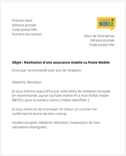 Résiliation d'une assurance mobile La Poste Mobile