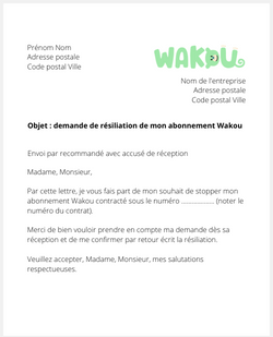 Lettre pour se désabonner du magazine Wakou